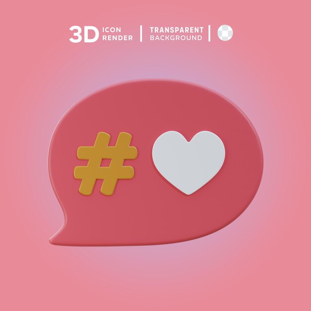 PSD renderización de la ilustración 3d del hashtag