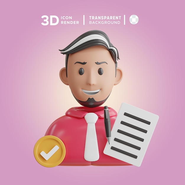 PSD renderización de ilustraciones 3d del empleado