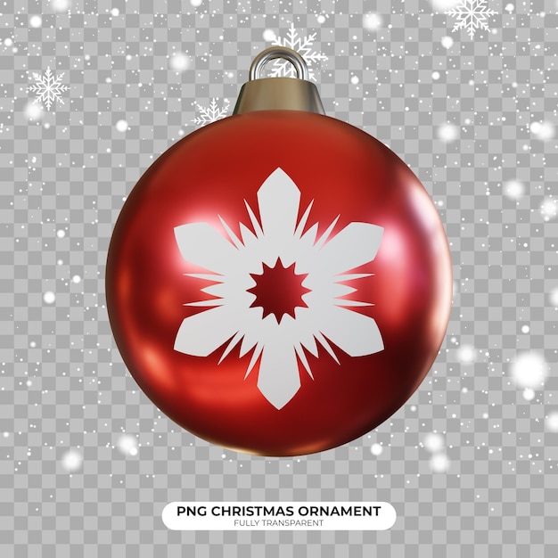 PSD renderización psd 3d de adornos de bolas de navidad con colores rojos sobre un fondo transparente