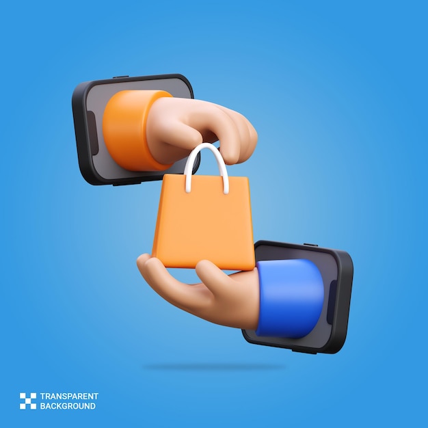 Renderización PSD 3D de una compra virtual