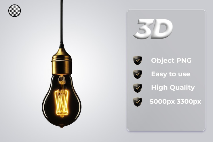 PSD renderizado 2d de una vieja lámpara incandescente