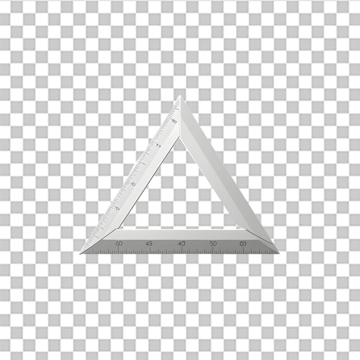 PSD renderizado 3d aislado del icono de la regla del triángulo psd en un fondo blanco limpio