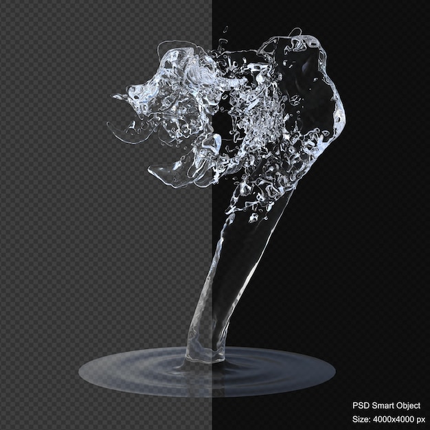 Renderizado en 3D aislado por salpicaduras de agua