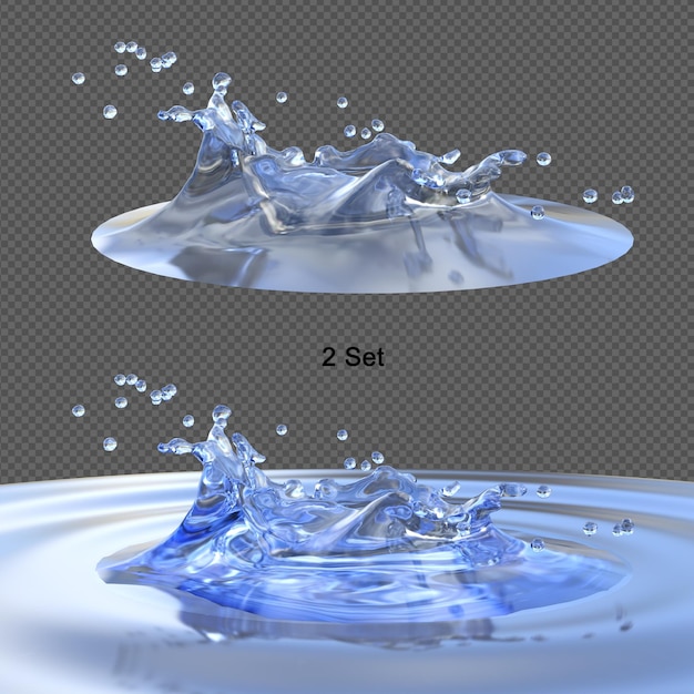 Renderizado en 3D aislado por salpicaduras de agua