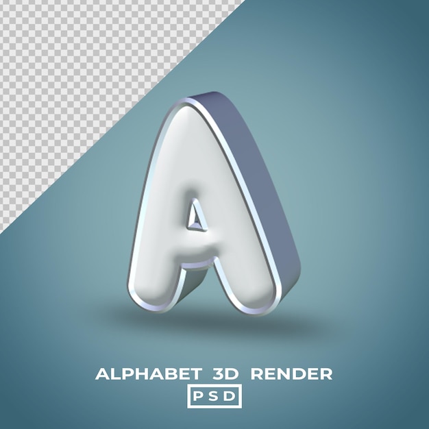 Renderizado en 3D del alfabeto de color plata blanco