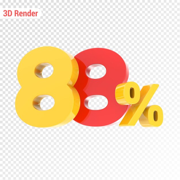 PSD renderizado en 3d en amarillo con porcentaje rojo