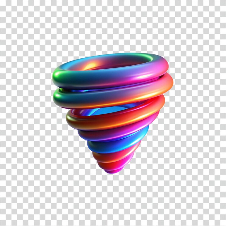 PSD renderizado en 3d de anillos entrelazados en espiral de colores abstractos