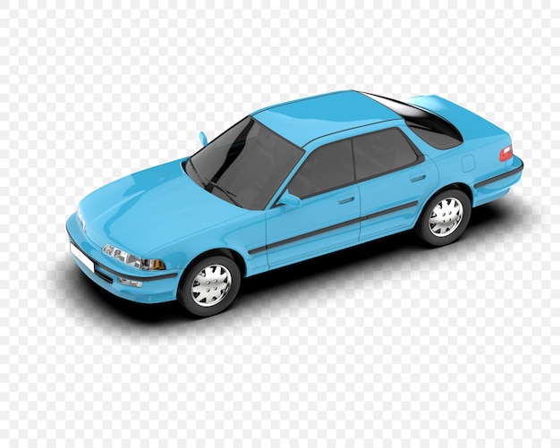 Renderizado en 3D del automóvil Blue Sedan