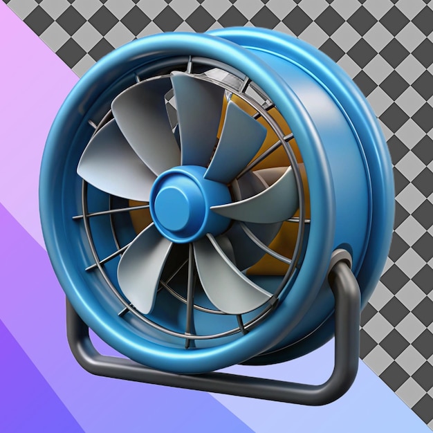 Renderizado en 3D azul de un pequeño ventilador