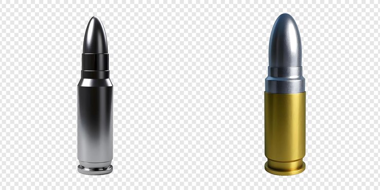 PSD renderizado en 3d de una bala aislada sobre un fondo transparente