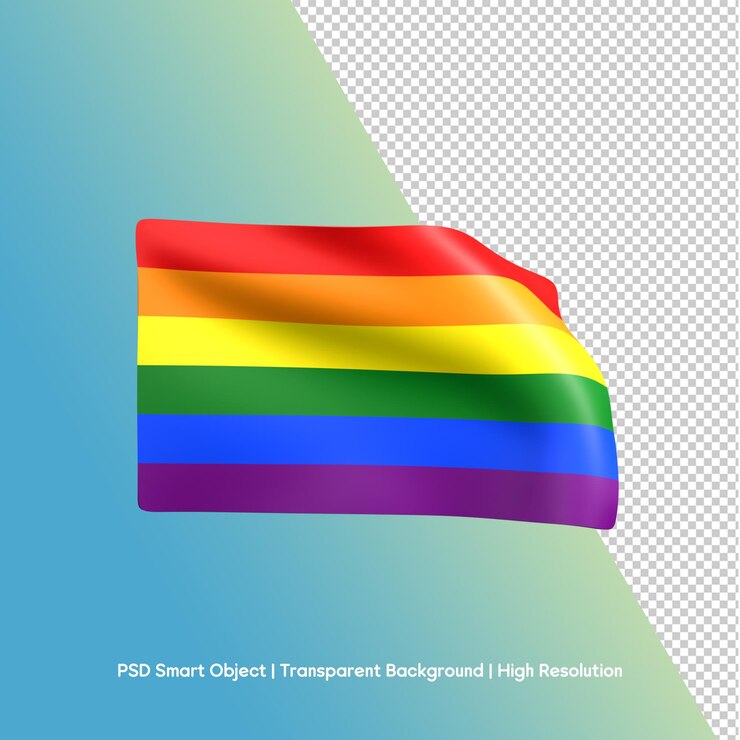 PSD renderizado en 3d de una bandera del orgullo del arco iris