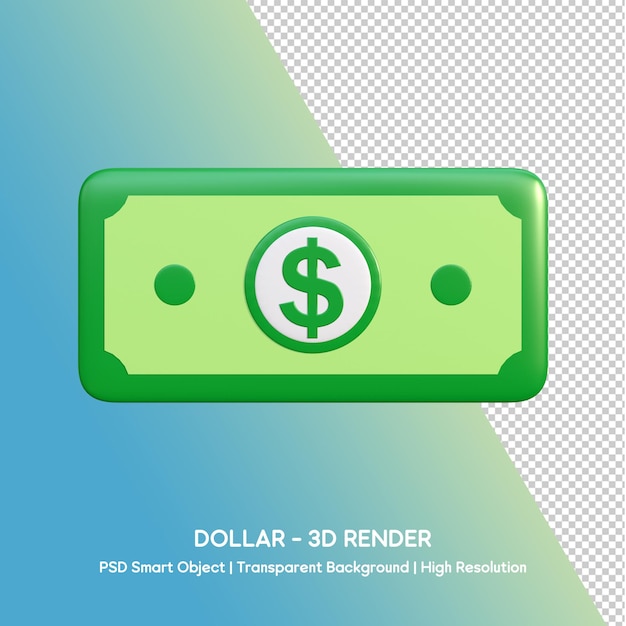 Renderizado en 3D de un billete de un dólar verde