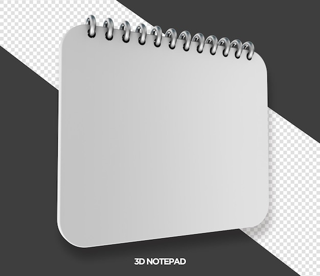 renderizado 3d de bloc de notas aislado