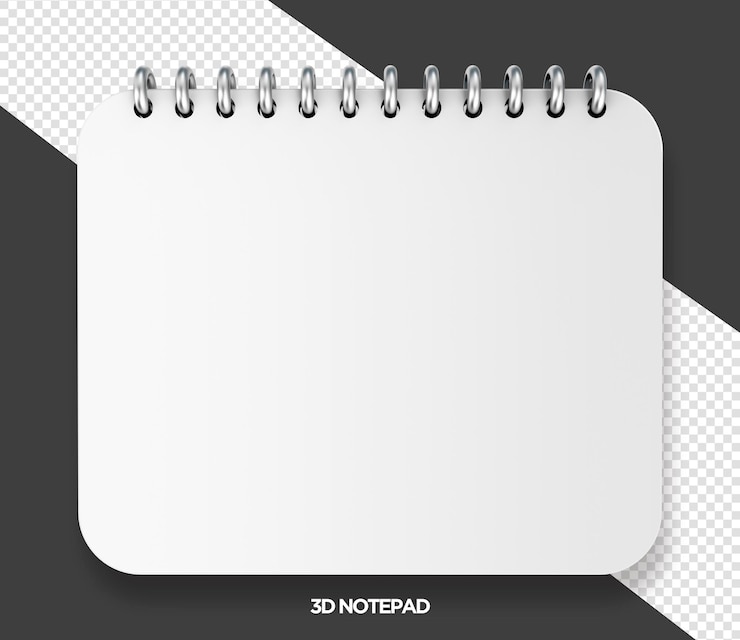 PSD renderizado 3d de bloc de notas aislado