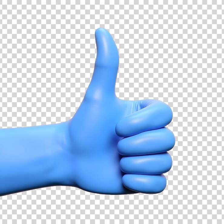 PSD renderizado en 3d de blueglove thumbs up aislado en un fondo transparente