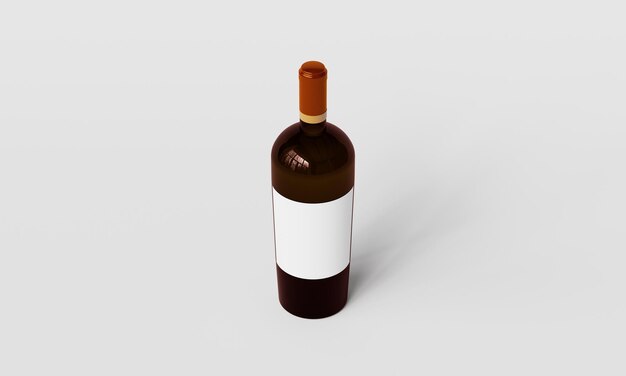 Renderizado en 3D de una botella de vino