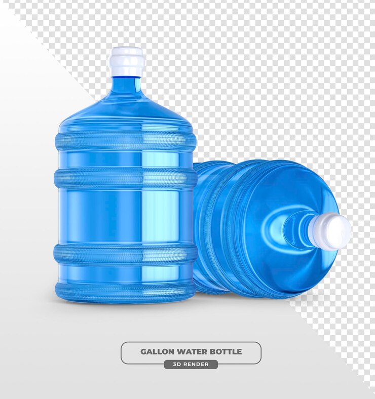 PSD renderizado en 3d de botellas de agua de galón