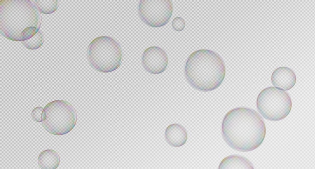 Renderizado en 3D de burbujas de jabón aisladas con transparente