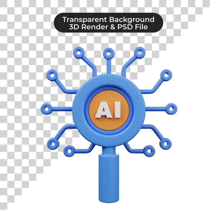 PSD renderizado en 3d de la búsqueda de inteligencia artificial