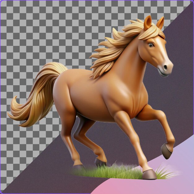 Renderizado en 3D de un caballo corriendo por la hierba