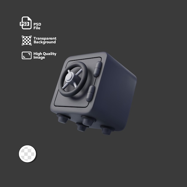 Renderizado en 3D de una caja fuerte azul oscuro