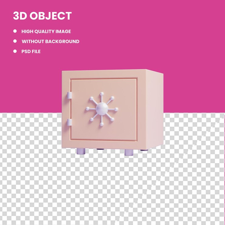 PSD renderizado en 3d de una caja fuerte de dibujos animados