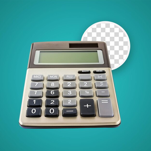 PSD renderizado en 3d de una calculadora electrónica en un fondo transparente