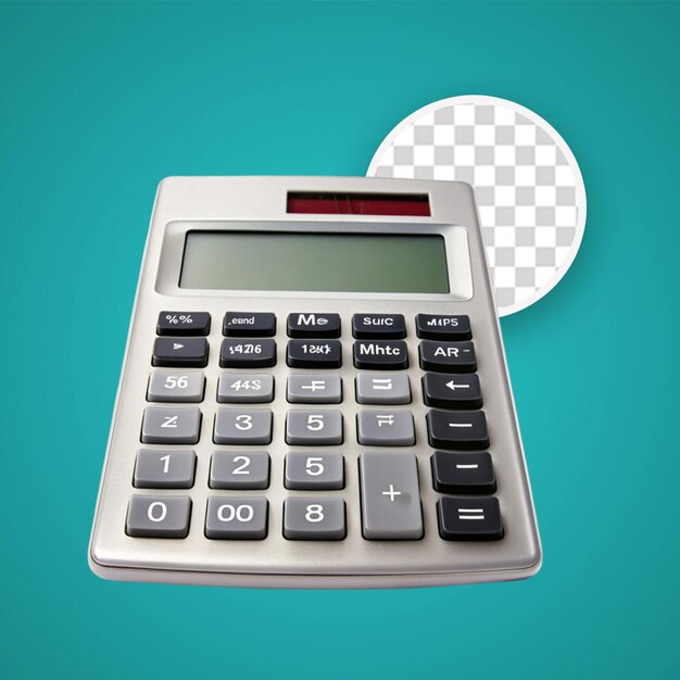 PSD renderizado en 3d de una calculadora electrónica en un fondo transparente