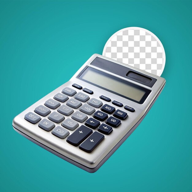 PSD renderizado en 3d de una calculadora electrónica en un fondo transparente