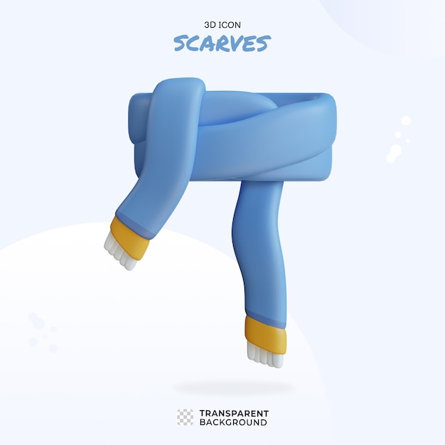 Renderizado en 3D de una cálida y elegante bufanda azul de invierno