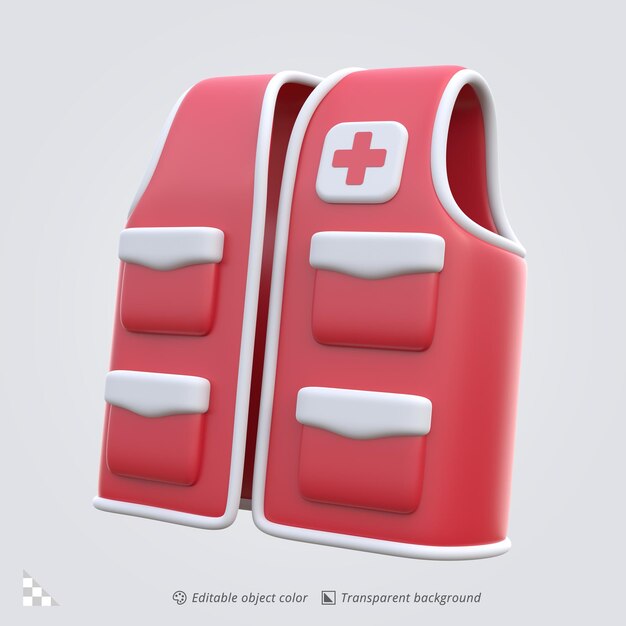Renderizado en 3D de un chaleco de la Cruz Roja