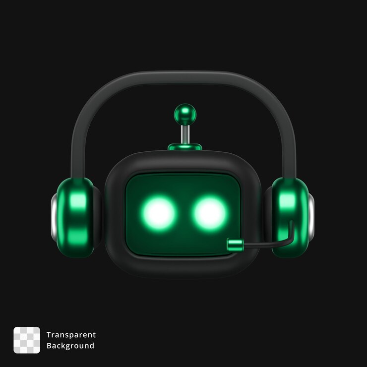 PSD renderizado en 3d de un chatbot con auriculares