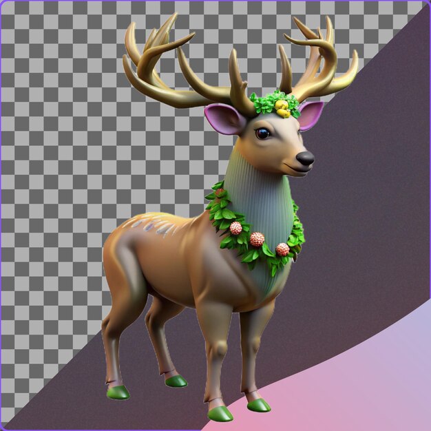 Renderizado en 3D de un ciervo festivo