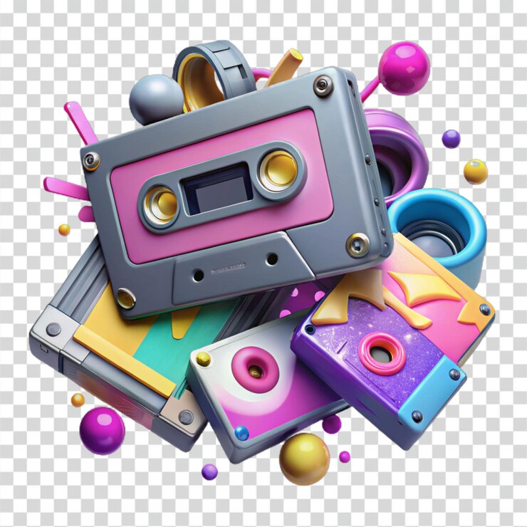 PSD renderizado en 3d de cintas de casete retro