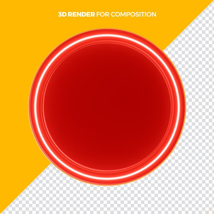 PSD renderizado en 3d con círculo de neón rojo