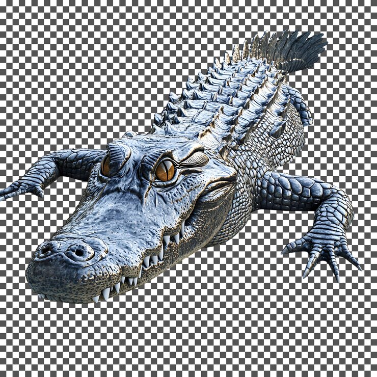 PSD renderizado en 3d del cocodrilo gigante aislado sobre un fondo transparente