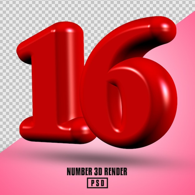 PSD renderizado 3d de color rojo número 16