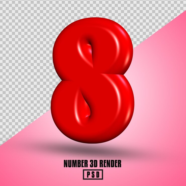 PSD renderizado 3d de color rojo número 9