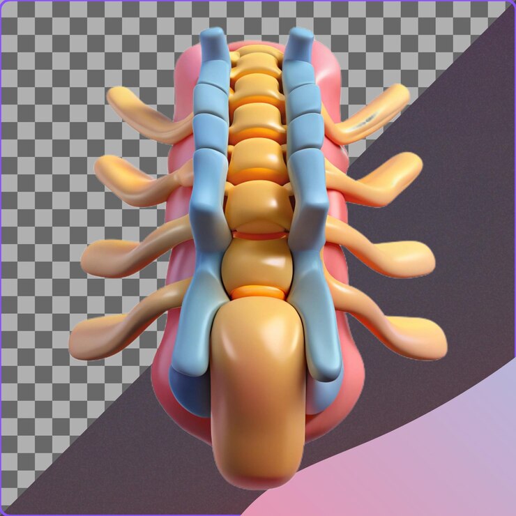 PSD renderizado en 3d de una columna vertebral humana