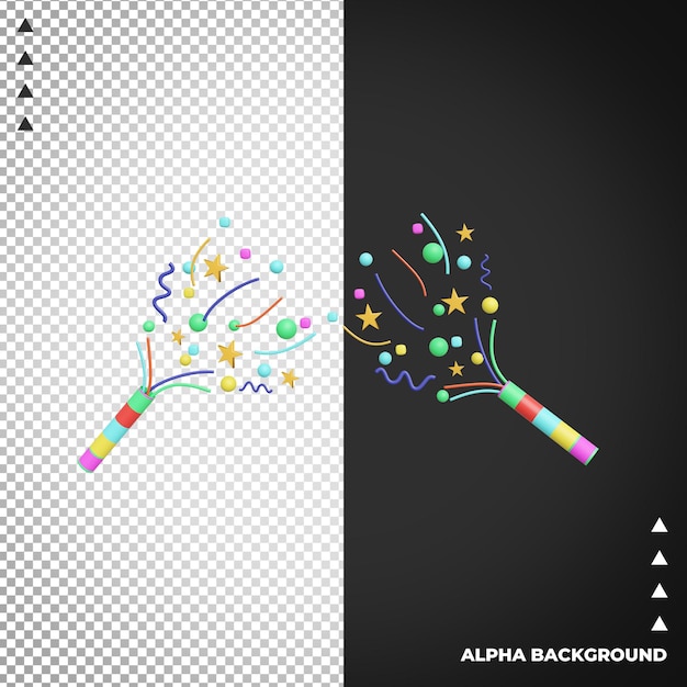 Renderizado en 3D de los confetes