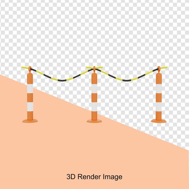 renderizado 3d de cono de palo de tráfico