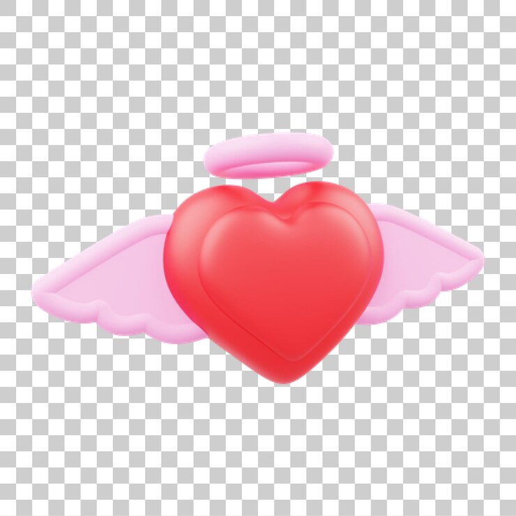 PSD renderizado en 3d de un corazón de ángel lindo