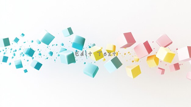 Renderizado en 3D de cubos de pastel abstractos con movimiento de onda flotante