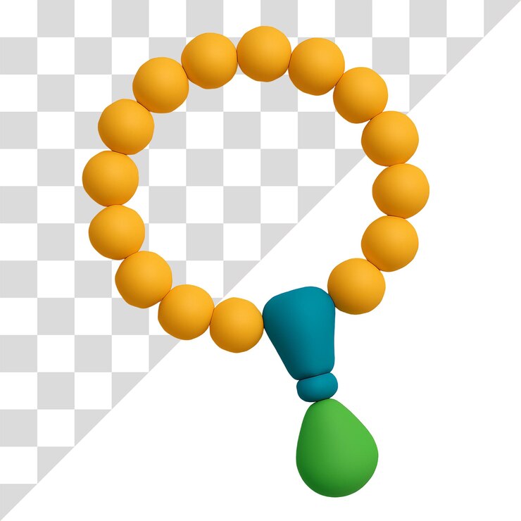 PSD renderizado en 3d de cuentas de oración con acentos de azul azulado y verde