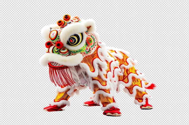 Renderizado en 3d de la danza del león chino con fondo transparente