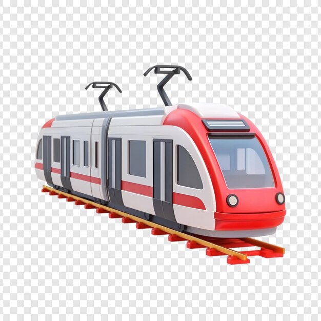 Renderizado 3D de dibujos animados de un tren en las vías