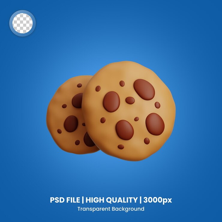 PSD renderizado en 3d de dos galletas de chocolate