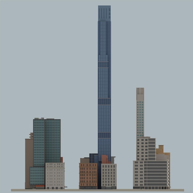 PSD renderizado en 3d edificios de baja poli rascacielos ciudad de nueva york