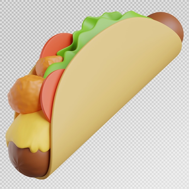 PSD renderizado en 3d de un elemento de comida rápida con hamburguesa