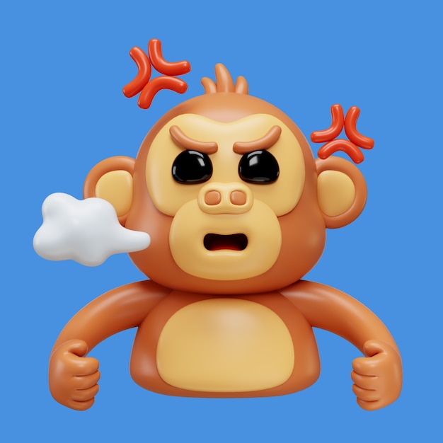 Renderizado en 3d del emoji del mono